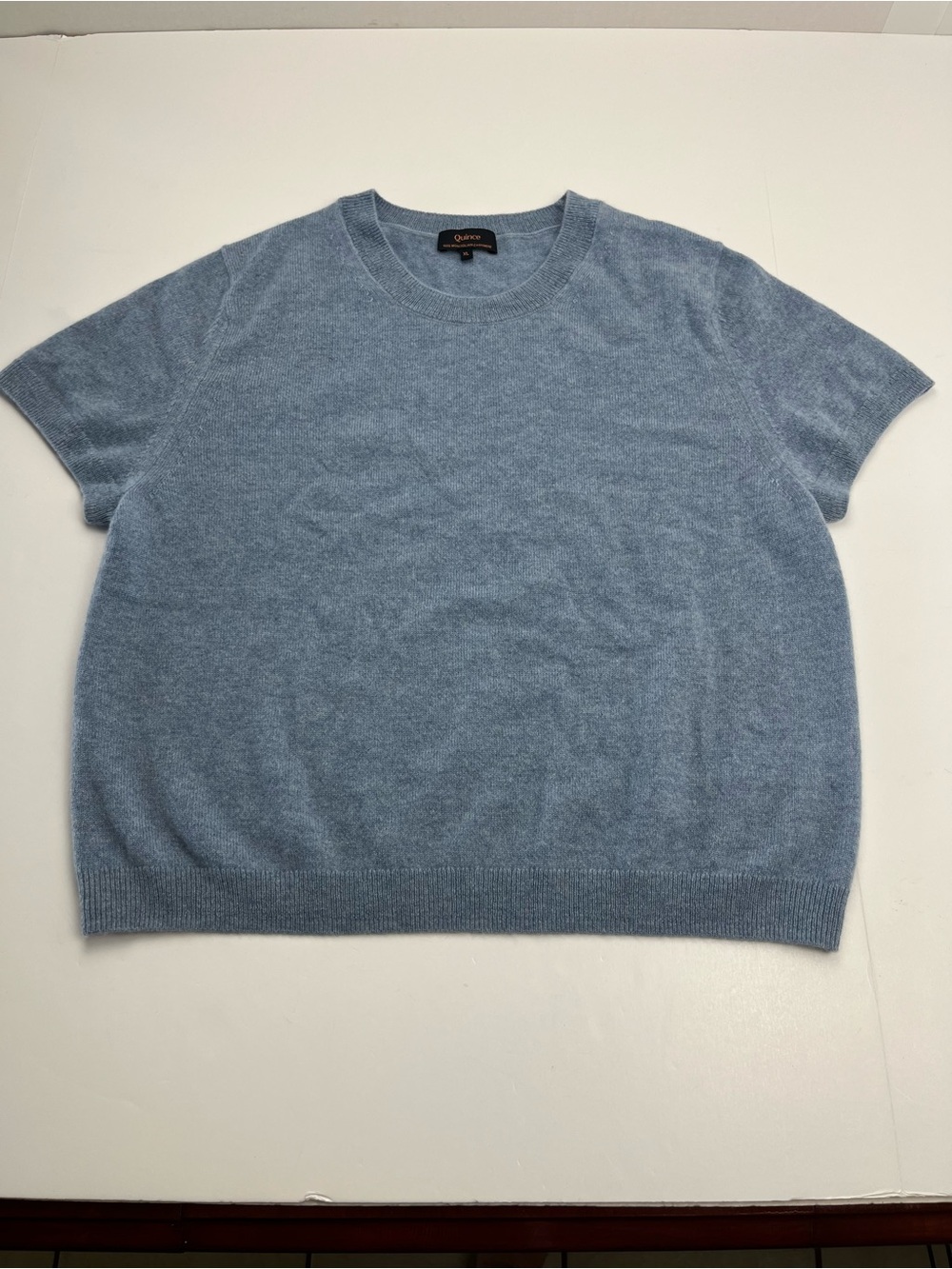 Quince Light Blue Short Sleeve Cashmere Sweater